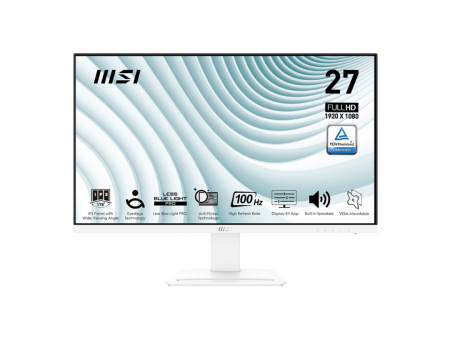 MSI Pro MP273AW 27  IPS 100Hz 1920X1080 1ms White Gaming Monitor For Sale