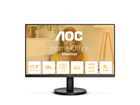 AOC 24B3CA2 23.8  IPS 100Hz FHD (1920x1080) 1ms MPRT Flat Monitor HDMI USB-C Spkr For Sale