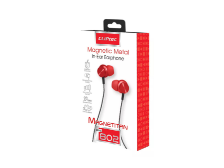 Cliptec MAGNETITAN Magnetic In- Ear Earphone BME802 ( Red ) Supply