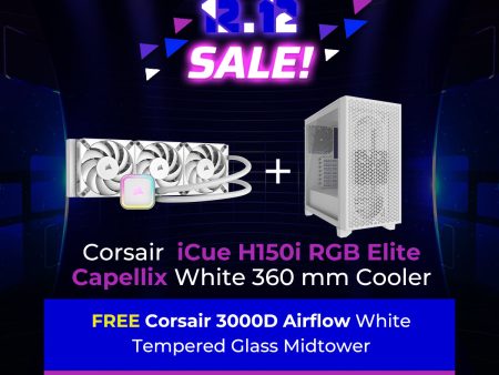 Corsair iCUE H150i Elite Capellix XT 360mm White Cooler + Corsair 3000D Airflow White Midtower Case Online Sale