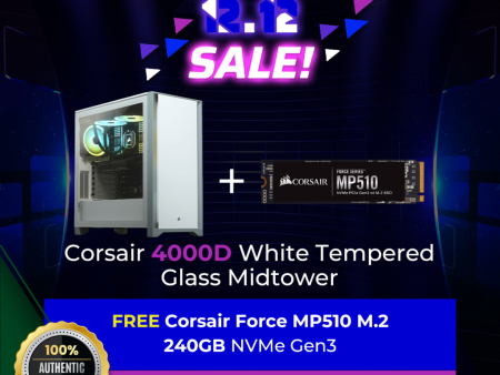 Corsair 4000D White TG Midtower + Corsair Force MP510 M.2 240GB NVME Gen3 Online now