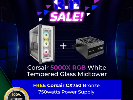 Corsair ICUE 5000X RGB White TG Midtower + Corsair CX750 Bronze 750W Power Supply Hot on Sale