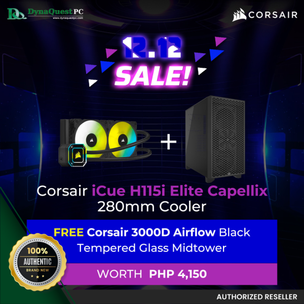 Corsair iCue H115i Elite Capellix 280mm Cooler + Corsair 3000D Airflow Black TG Midtower Case Cheap