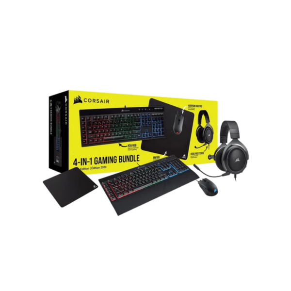 Corsair 4-in-1 Bundle K55 PRO+Harpoon+MM100+HS50 Mouse+Keyboard+Headset+Mousepad CH-9226A65-NA For Discount