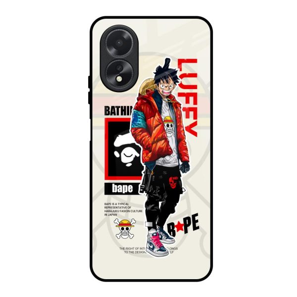 Bape Luffy Glass Case for Oppo A18 Cheap