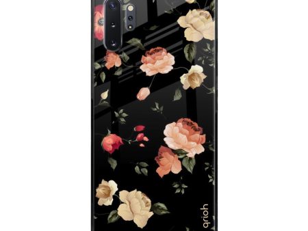 Black Spring Floral Glass Case for Samsung Galaxy Note 10 Plus For Cheap