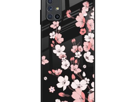 Black Cherry Blossom Glass Case for Samsung Galaxy M51 Sale