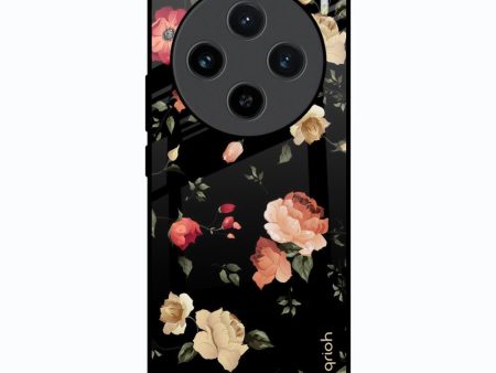 Black Spring Floral Glass Case for Vivo X100 5G For Cheap