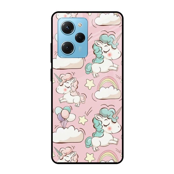 Balloon Unicorn Glass case for Poco X5 Pro 5G Fashion