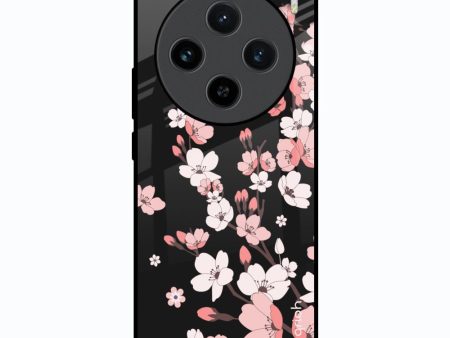 Black Cherry Blossom Glass Case for Vivo X100 5G Cheap