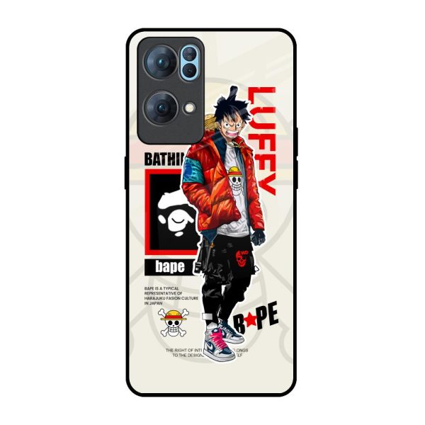 Bape Luffy Glass Case for Oppo Reno7 Pro 5G Fashion