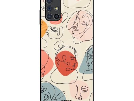 Abstract Faces Glass Case for Samsung Galaxy M51 on Sale