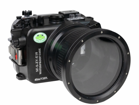 Sea Frogs Sony ZV-E10 40M 130FT Waterproof camera housing with 4  Glass flat port for Sigma 18-50mm F2.8 DC DN (zoom gear included) Cheap