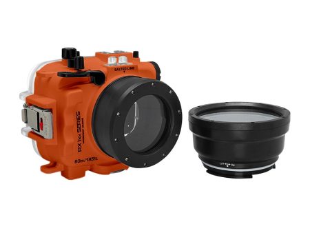 60M 195FT Waterproof housing for Sony RX1xx series Salted Line with 67mm threaded short   Macro port for Sony RX100 VI   VII (Orange) Online now