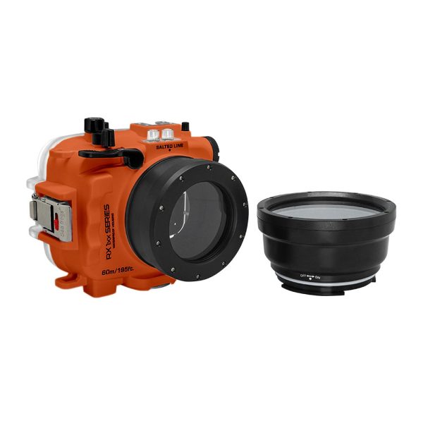 60M 195FT Waterproof housing for Sony RX1xx series Salted Line with 67mm threaded short   Macro port for Sony RX100 VI   VII (Orange) Online now