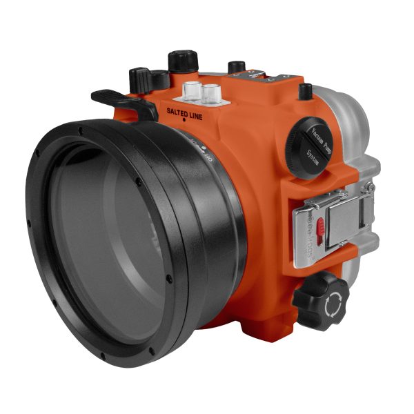 60M 195FT Waterproof housing for Sony RX1xx series Salted Line with Aluminium Pistol Grip & 6  Optical Glass Dry Dome Port(Orange) Online Hot Sale