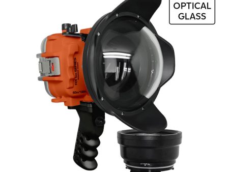 60M 195FT Waterproof housing for Sony RX1xx series Salted Line with Aluminium Pistol Grip & 6  Optical Glass Dry Dome Port(Orange) Online Hot Sale