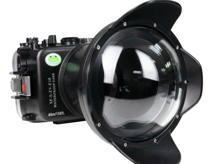 Sea Frogs Sony ZV-E10 40M 130FT Underwater camera housing  with 6  Dome port V.2 for FE16-35mm F2.8 GM (zoom gear included). Supply