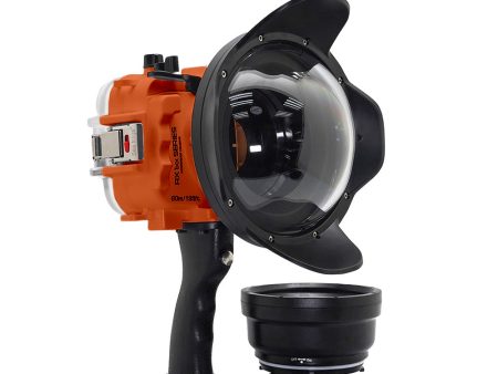 60M 195FT Waterproof housing for Sony RX1xx series Salted Line with Pistol grip & 6  Dry Dome Port(Orange) For Sale