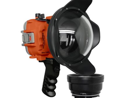 60M 195FT Waterproof housing for Sony RX1xx series Salted Line with Aluminium Pistol Grip & 6  Dry Dome Port(Orange) Online Sale