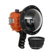 60M 195FT Waterproof housing for Sony RX1xx series Salted Line with Aluminium Pistol Grip & 6  Dry Dome Port - Surf (Orange) Sale