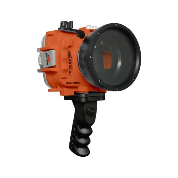 60M 195FT Waterproof housing for Sony RX1xx series Salted Line with Aluminium Pistol Grip (Orange) Discount