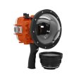 60M 195FT Waterproof housing for Sony RX1xx series Salted Line with Pistol grip & 6  Dry Dome Port - Surf (Orange) on Sale